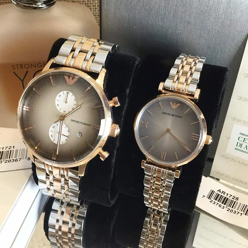 Emporio Armani Two-tone Couple Casual Watch- AR1721/AR1725